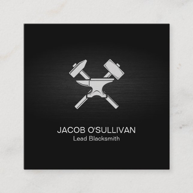Carte De Visite Carré Noir Fer Travaux Métal (Devant)