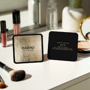 Carte De Visite Carré Noir minimaliste carré moderne d'or chic élégant