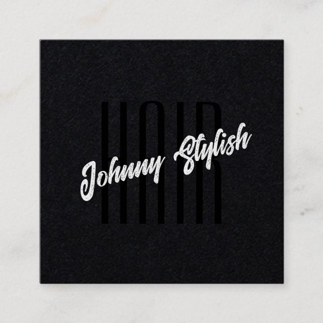 Carte De Visite Carré Noir minimaliste foncé (Devant)