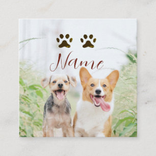 Carte De Visite Carré nom animal de compagnie chien chat patte photo sim