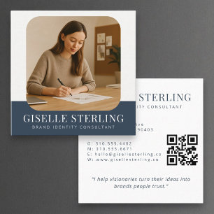 Carte De Visite Carré Nom de la compagnie bleue marine professionnelle m