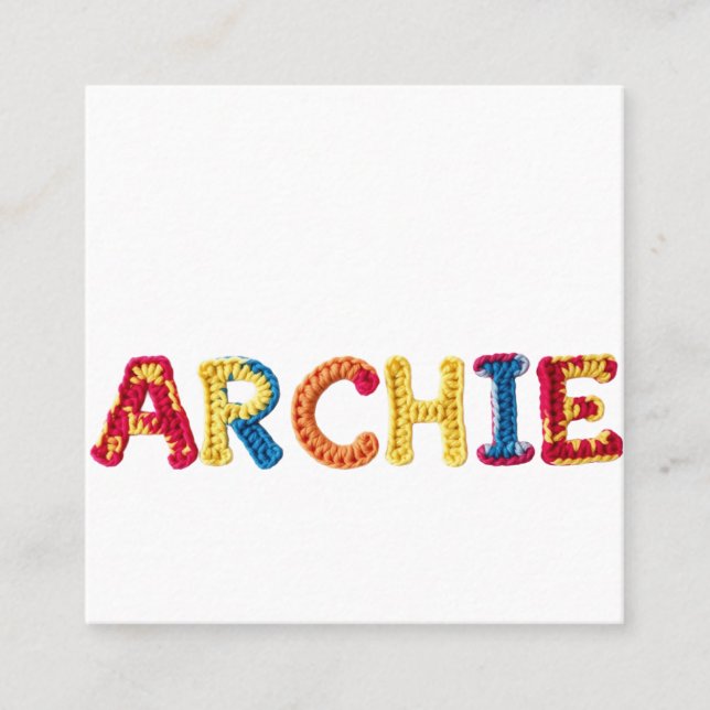 Carte De Visite Carré Nom de l'ARCHIE dans le Motif Crochet dynamique (Devant)