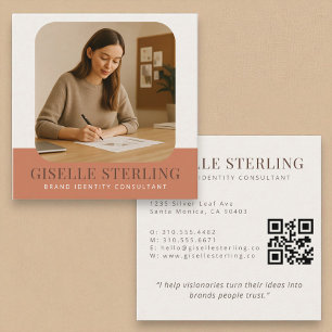 Carte De Visite Carré Nom de l'entreprise minimal moderne Photo d'entrep