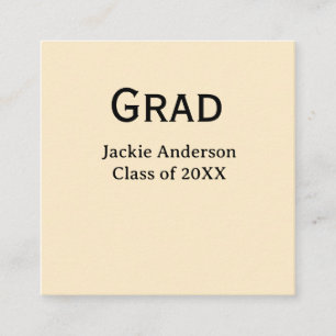 Carte De Visite Carré Nom de lettre gras diplômé promotion de 20XX jaune