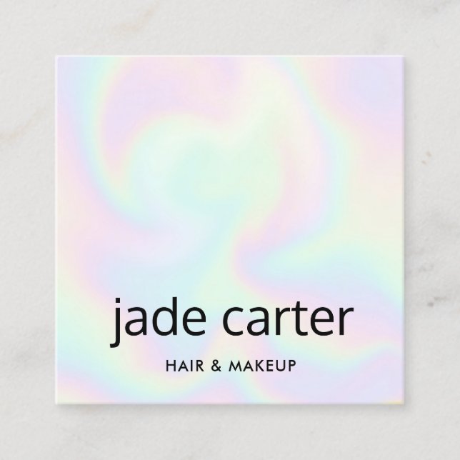 Carte De Visite Carré Nom holographique tendance Iridescente (Devant)