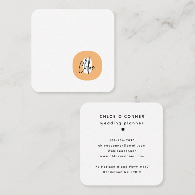 Carte De Visite Carré Nom initial du script initial du monogramme gras t (Devant / Derrière)