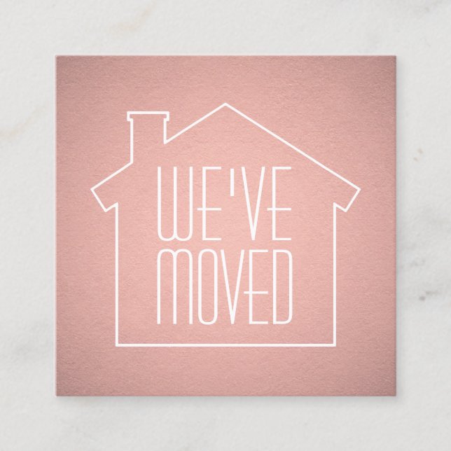 Carte De Visite Carré Nous avons Déplacé Rose Gold Faux Foil Enclume Car (Devant)