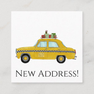 Carte De Visite Carré Nouvelle adresse Cabine jaune avec cadeaux de Noël