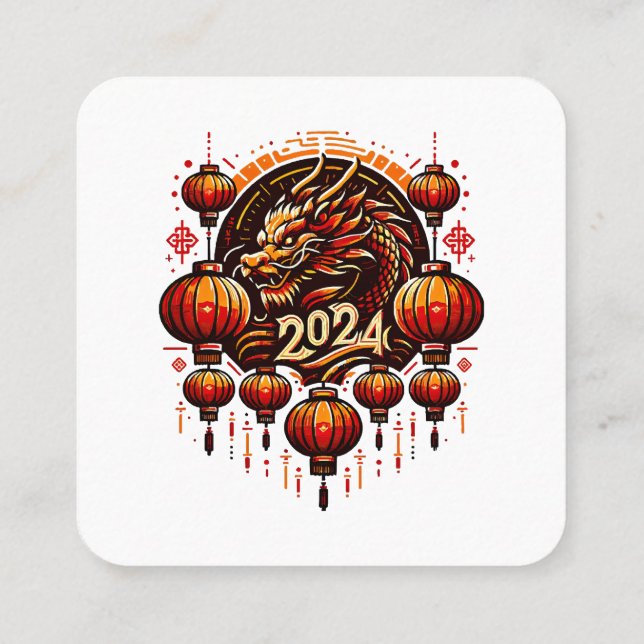Carte De Visite Carré nouvelle année chinoise 2024 (Dos)