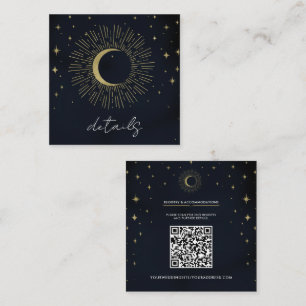 Carte De Visite Carré Nuit Étoiles d'Or Soleil Éclaté Céleste Lune Maria
