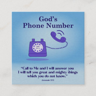 Carte De Visite Carré Numéro de téléphone de Dieu Jérémie 33:3