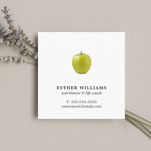 Carte De Visite Carré Nutritionniste vert élégant minimaliste d'Apple