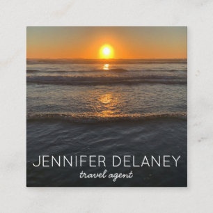 Carte De Visite Carré Ocean Beach Waves Sunset Nature Photo Voyage