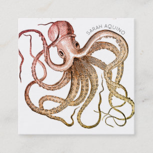Carte De Visite Carré Octopus Gras Avec Caractère Courbé