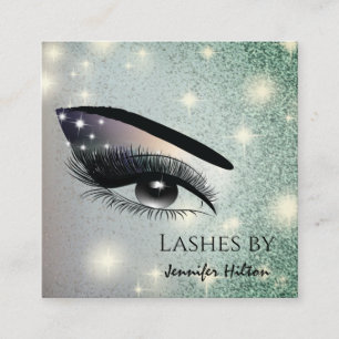 Carte De Visite Carré Oeil de maquillage branché de cils glittery