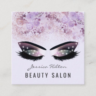 Carte De Visite Carré Oeil de maquillage floral chic Boho