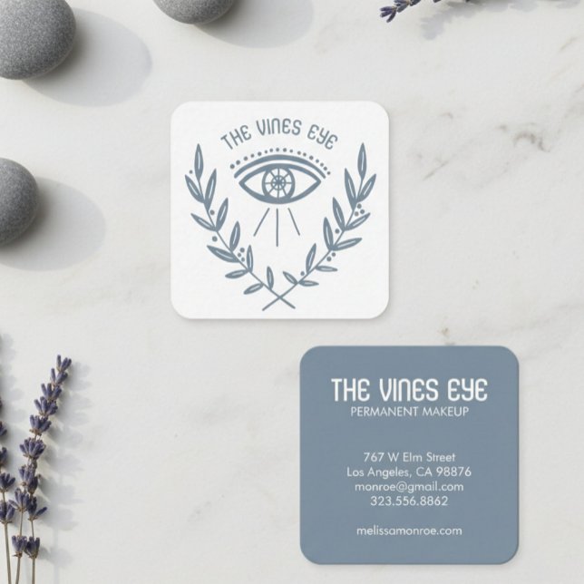 Carte De Visite Carré Oeil mystique et vignes Élégant Boho (Mystical Eye and Vines Elegant Boho Square Business Card
)