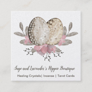 Carte De Visite Carré Oeufs Boho Aquarelle