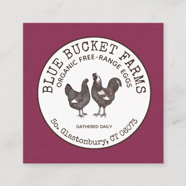 Carte De Visite Carré Oeufs frais vintages (Devant)