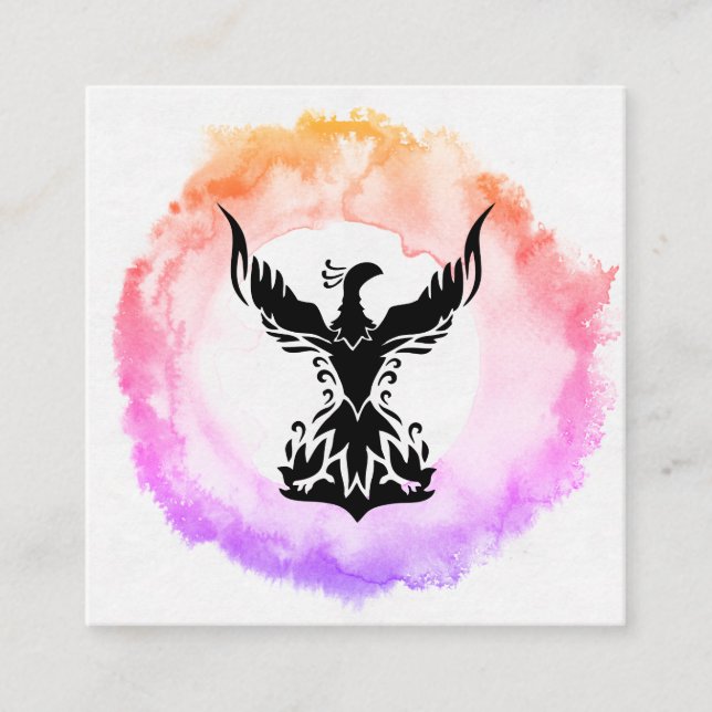 Carte De Visite Carré *~* Ombre Cercle de feu noir rose chaud (Devant)