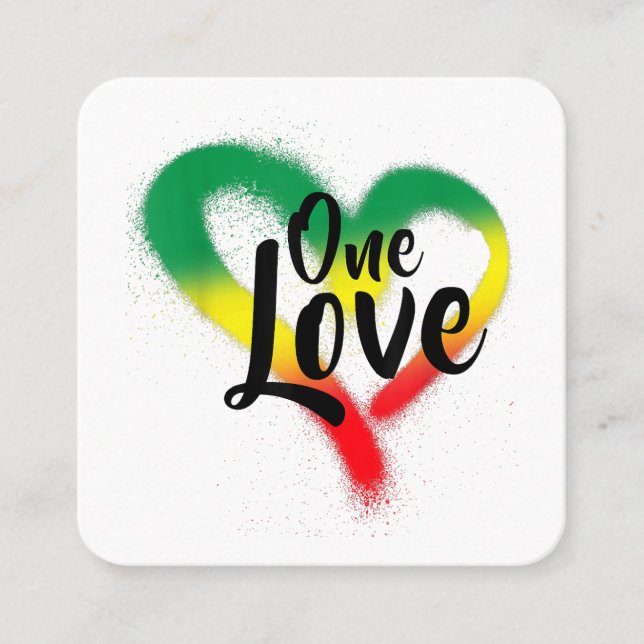 Carte De Visite Carré One Love One Heart Reggae Vibes (Devant)