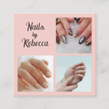 Ongles Photo Elegant Rose Pâle Écriture Noire 3