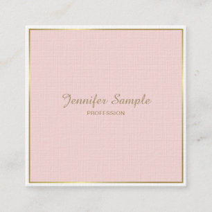 Carte De Visite Carré Or Blush Rose Blanc Moderne Elégant Luxe tendance