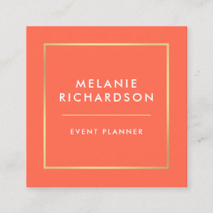 Carte De Visite Carré Or élégant professionnel minimaliste de corail