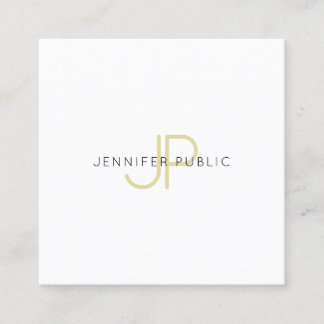 Carte De Visite Carré Or Monogramme Design tendance Moderne Chic Plain