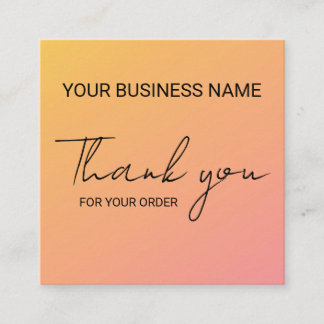 Carte De Visite Carré Orange Pink Thank You 