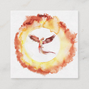 Carte De Visite Carré *~* Orange Red Flame Phoenix Ring Fire White