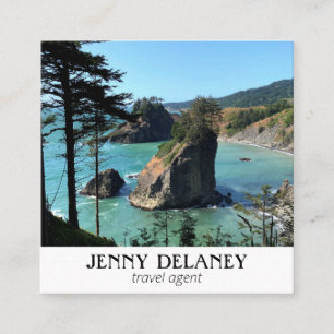 Carte De Visite Carré Oregon Coast Beach Nature Océan Photo Voyage