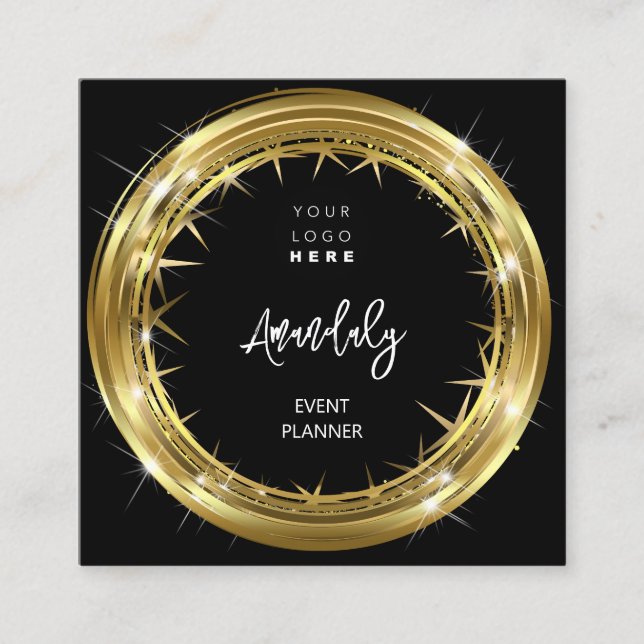 Carte De Visite Carré Organisateur d'événements Code QR Logo Black White (Devant)