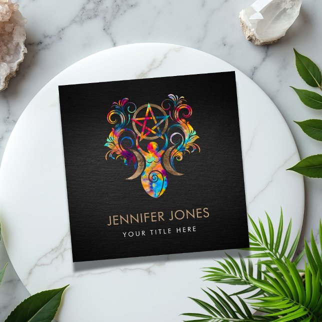 Carte De Visite Carré Ornement de déesse de la déesse de la lune triple (Créateur téléchargé)