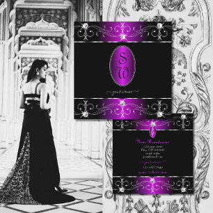 Carte De Visite Carré Ornementations Extravagantes Noir Violet Ornat Mon