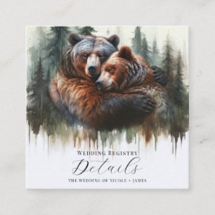 Carte De Visite Carré Ours à l'aquarelle Détails de la rusticité sauvage