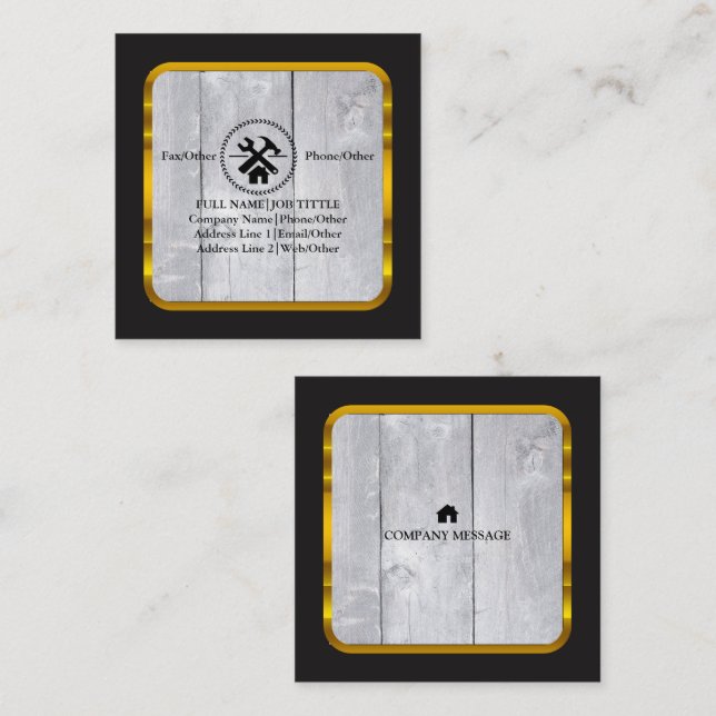 Carte De Visite Carré Outil de charpentier pour constructeurs profession (Devant / Derrière)