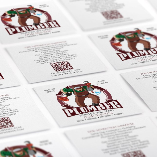 Carte De Visite Carré Outil de plomberie de code QR pour plomberie (Créateur téléchargé)