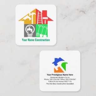 Carte De Visite Carré Outillage manuel spécial Constructeurs de construc