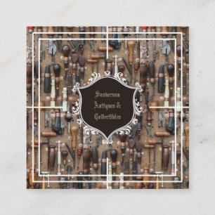 Carte De Visite Carré Outils Vintages d'Antiquités
