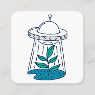 Carte De Visite Carré OVNI Alien