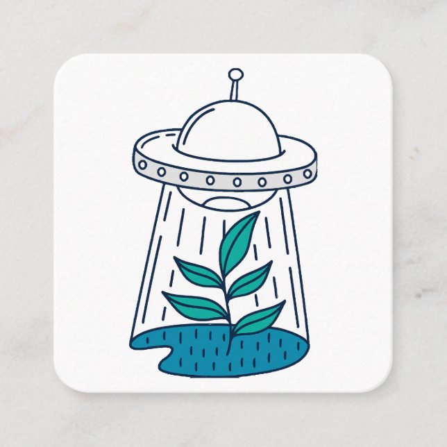 Carte De Visite Carré OVNI Alien (Devant)