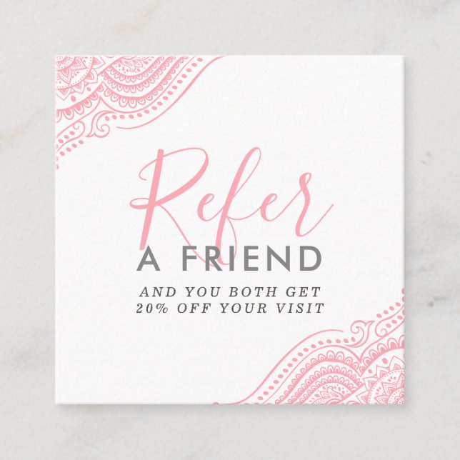 Carte De Visite Carré Paisley vintage rose (Devant)