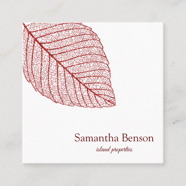 Carte De Visite Carré Palm Feuille Tropical Island Carré vert et blanc (Devant)