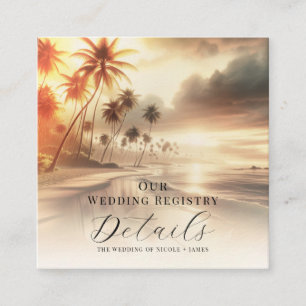 Carte De Visite Carré Palm Trees Coastal Beach Sunrise Registry QR Code