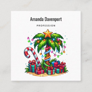 Carte De Visite Carré Palmier de Noël tropical