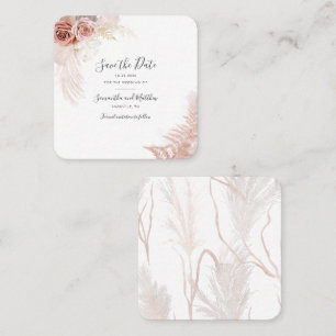 Carte De Visite Carré Pampas Grass Terracotta Script Enregistrer la cart