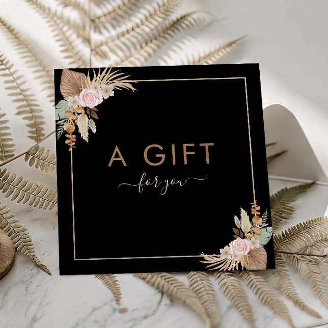 Carte De Visite Carré Pampas Noir Grass séché Palm Floral Beauté Salon (Créateur téléchargé)