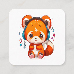 Carte De Visite Carré Panda écoutant de la musique Kpop