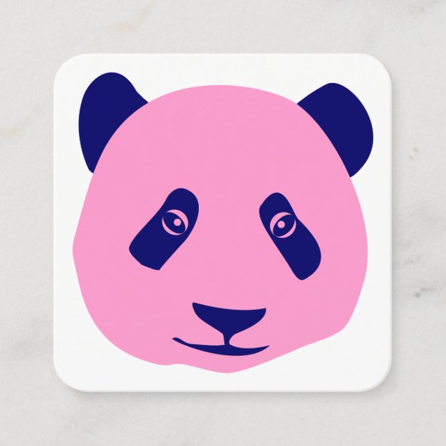 Carte De Visite Carré Panda - rose et bleu (Devant)